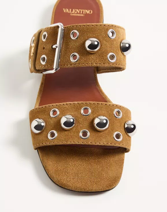 Valentino Nellcôte Crust Leather Slide Sandal - Image 3